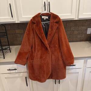 Sebby Collection Faux Fur Coat Cognac Brown